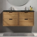 Mueble de baño con lavabo GRIBSKOV 120 cm beige/roble/negro