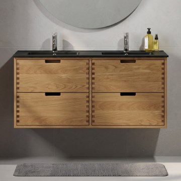 Mueble de baño con lavabo GRIBSKOV 120 cm beige/roble/negro