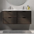 Mueble de baño con lavabo GRIBSKOV 120 cm marrón/roble/blanco