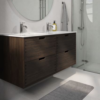 Mueble de baño con lavabo GRIBSKOV 120 cm marrón/roble/blanco