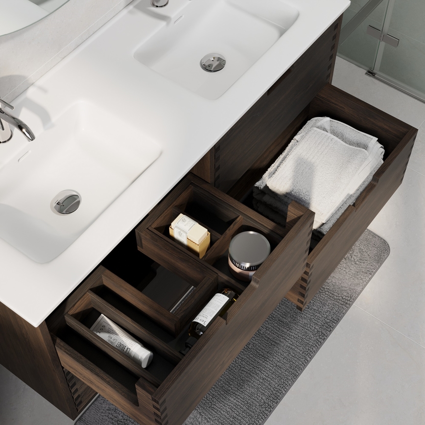 Mueble de baño con lavabo GRIBSKOV 120 cm marrón/roble/blanco