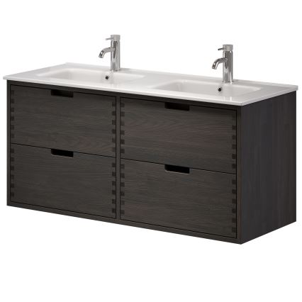Mueble de baño con lavabo GRIBSKOV 120 cm marrón/roble/blanco