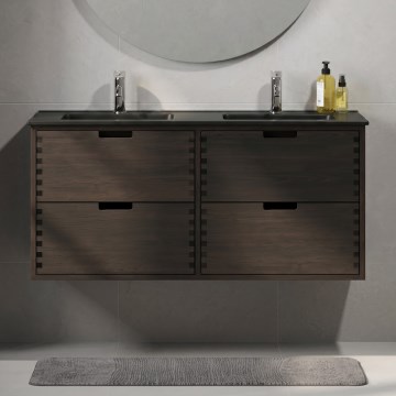 Mueble de baño con lavabo GRIBSKOV 120 cm marrón/roble/negro