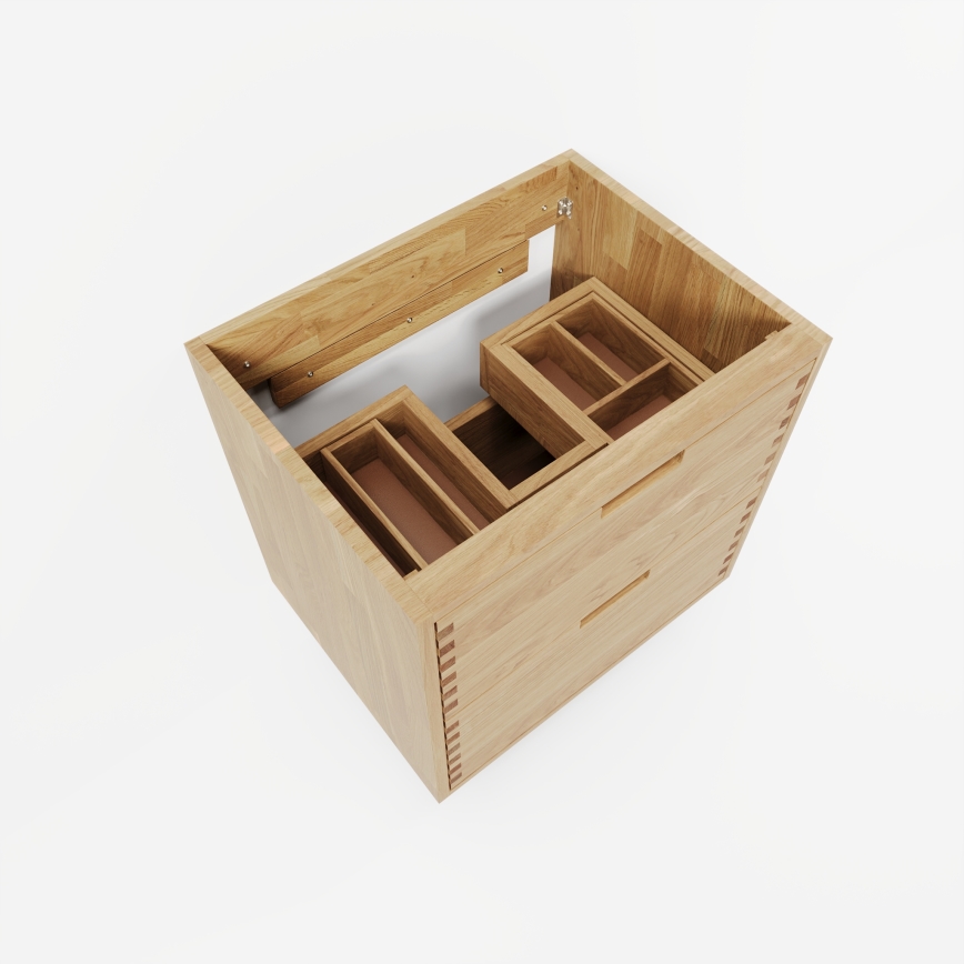 Mueble de baño con lavabo GRIBSKOV 60 cm beige/roble/blanco