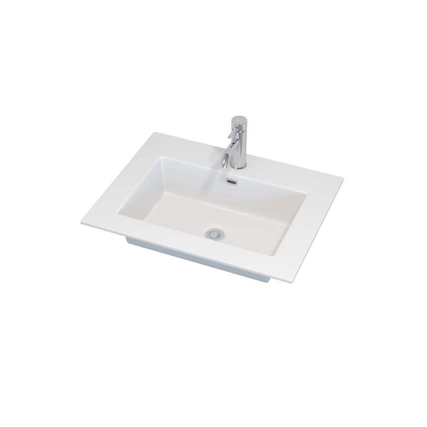 Mueble de baño con lavabo GRIBSKOV 60 cm beige/roble/blanco