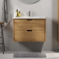 Mueble de baño con lavabo GRIBSKOV 80 cm beige/roble/blanco