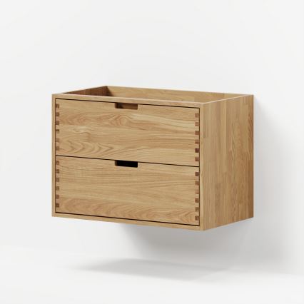 Mueble de baño con lavabo GRIBSKOV 80 cm beige/roble/blanco