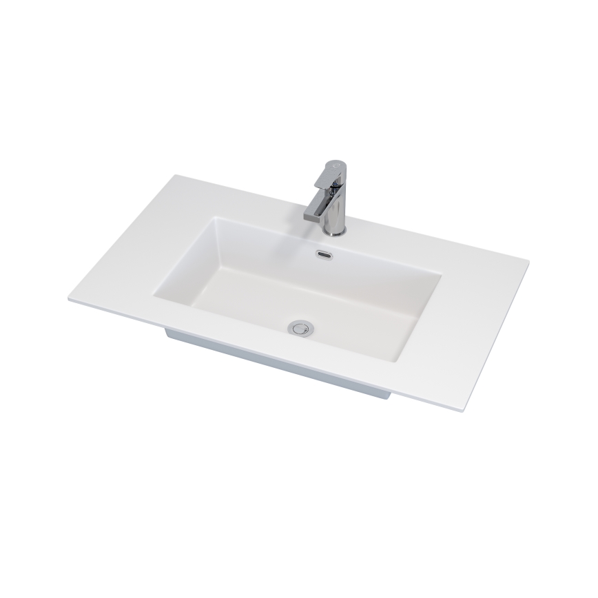 Mueble de baño con lavabo GRIBSKOV 80 cm beige/roble/blanco