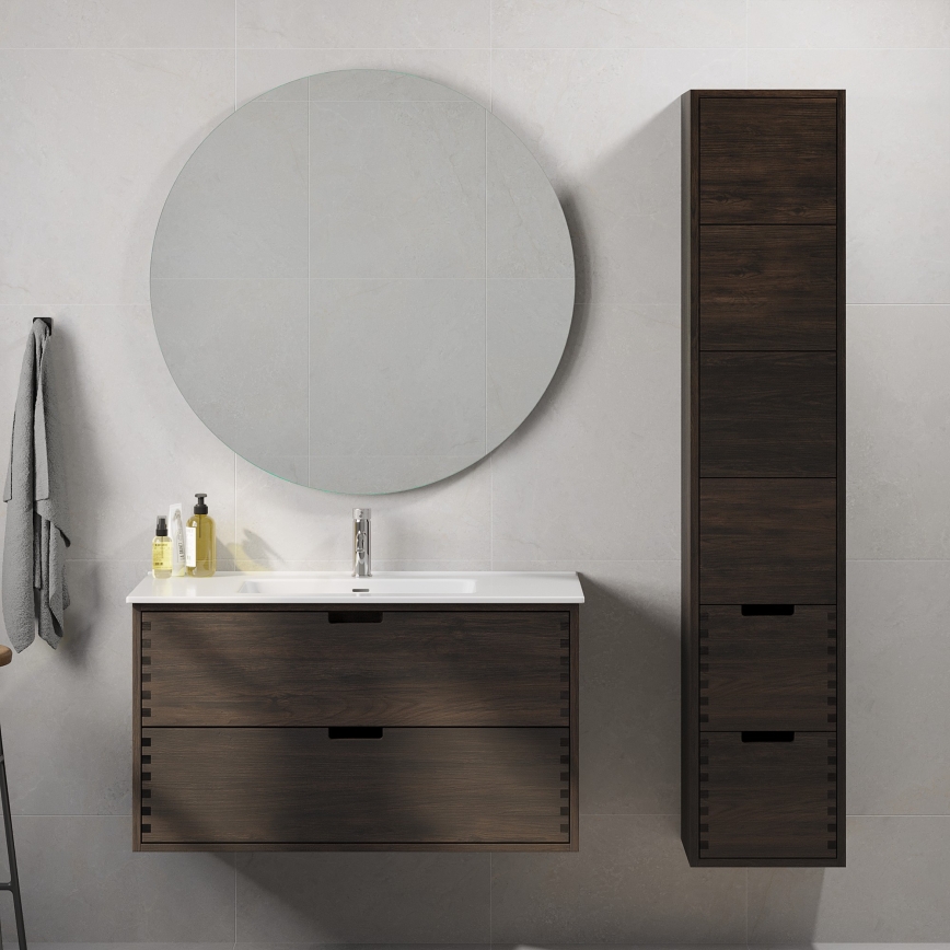 Mueble de baño con lavabo GRIBSKOV de 100 cm, marrón/roble/blanco
