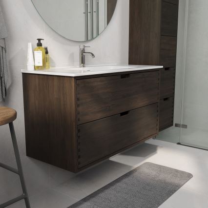 Mueble de baño con lavabo GRIBSKOV de 100 cm, marrón/roble/blanco