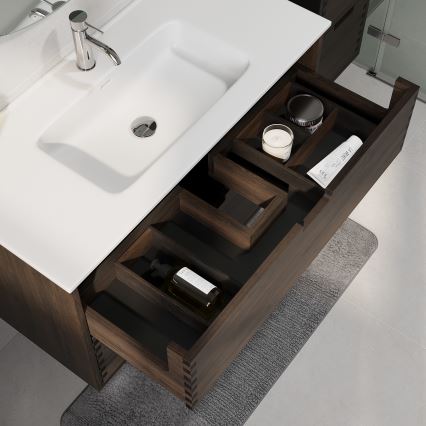 Mueble de baño con lavabo GRIBSKOV de 100 cm, marrón/roble/blanco