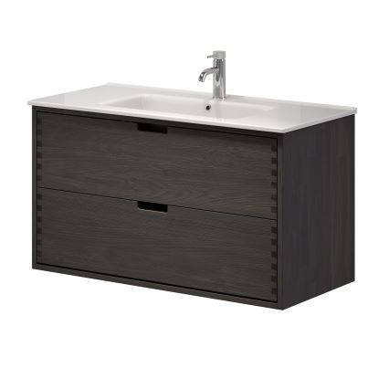 Mueble de baño con lavabo GRIBSKOV de 100 cm, marrón/roble/blanco