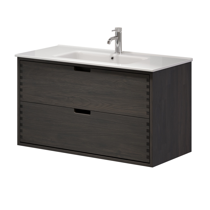 Mueble de baño con lavabo GRIBSKOV de 100 cm, marrón/roble/blanco