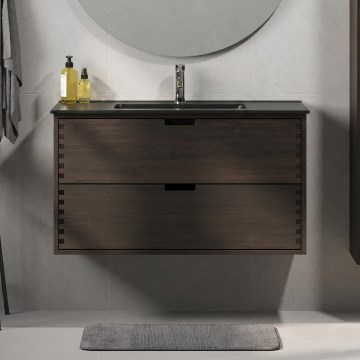 Mueble de baño con lavabo GRIBSKOV de 100 cm, marrón/roble/negro