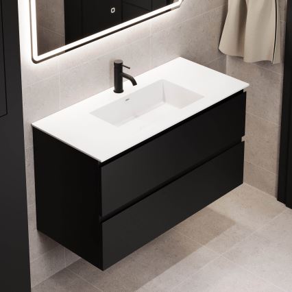 Mueble de baño con lavabo HELSINKI 100 cm negro