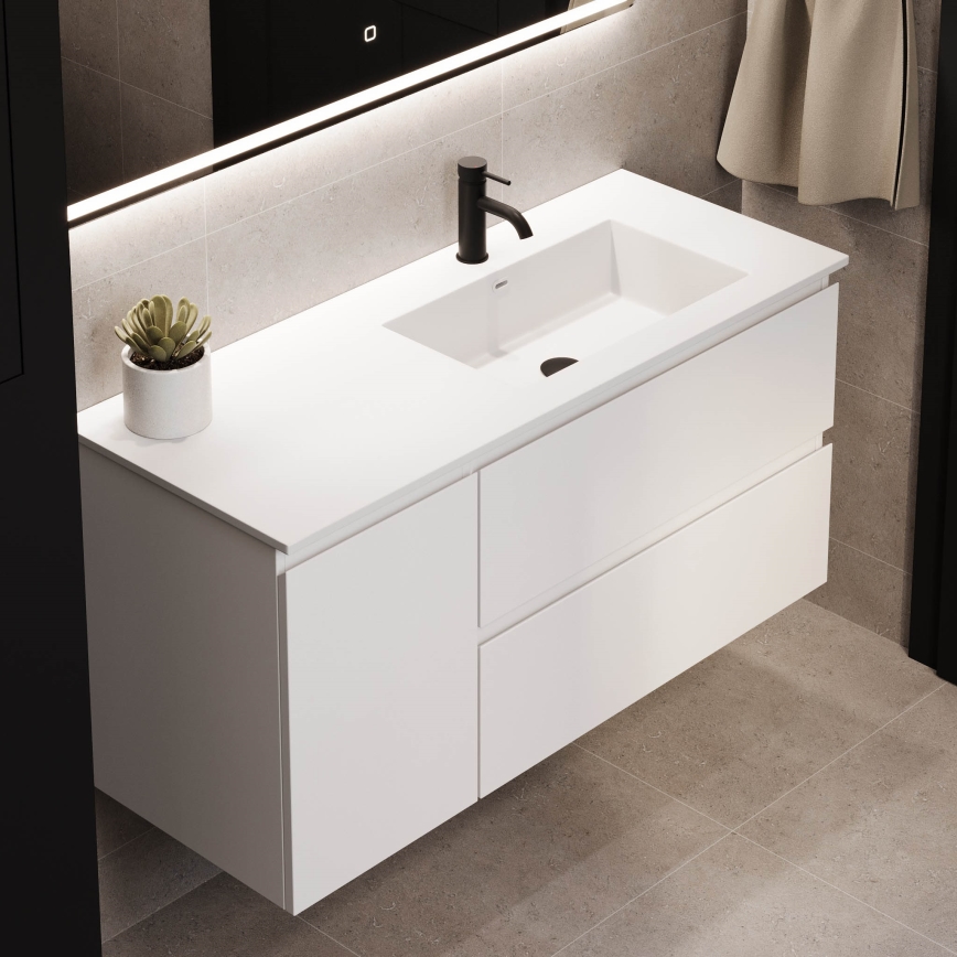 Mueble de baño con lavabo HELSINKI 115 cm derecha/blanco