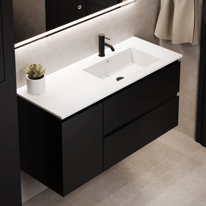 Mueble de baño con lavabo HELSINKI 115 cm derecho/negro