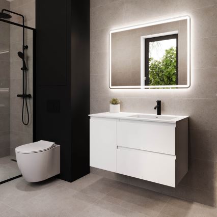 Mueble de baño con lavabo HELSINKI 95 cm derecho/blanco