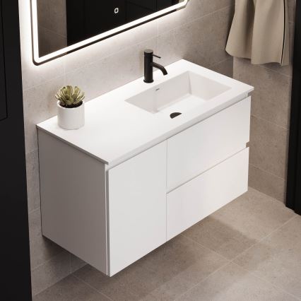 Mueble de baño con lavabo HELSINKI 95 cm derecho/blanco