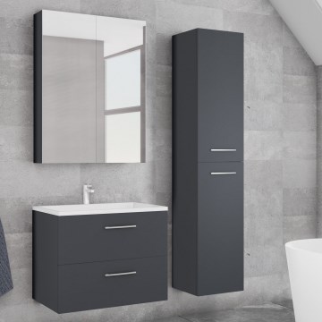 Mueble de baño con lavabo KATE + armario con espejo + armario de pared en antracita