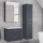 Mueble de baño con lavabo KATE + armario con espejo + armario de pared en antracita