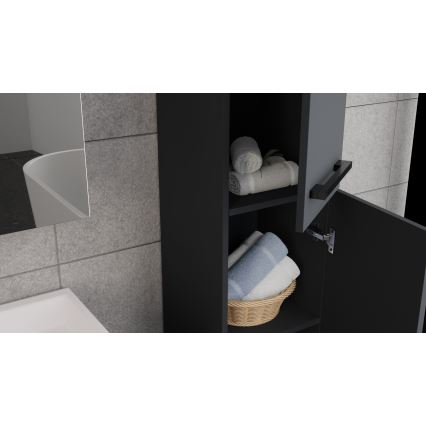 Mueble de baño con lavabo KATE + armario con espejo + armario de pared en antracita