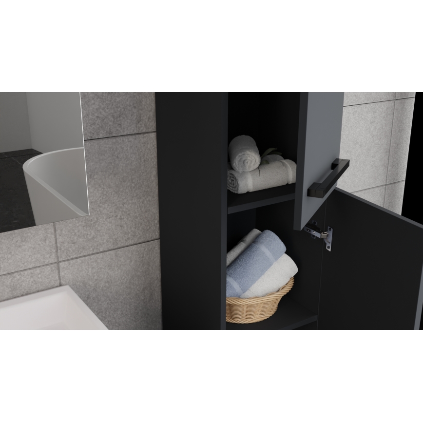 Mueble de baño con lavabo KATE + armario con espejo + armario de pared en antracita
