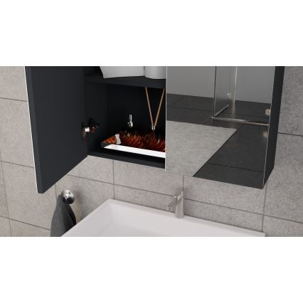 Mueble de baño con lavabo KATE + armario con espejo + armario de pared en antracita