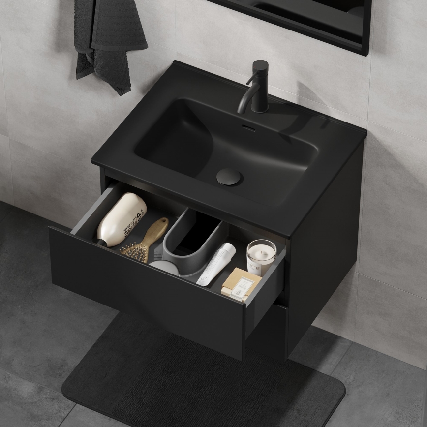 Mueble de baño con lavabo KENWOOD 61x52x45 cm negro