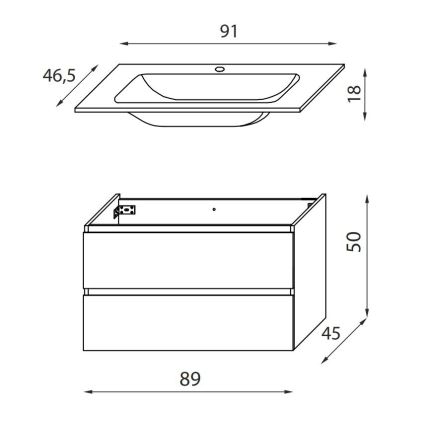 Mueble de baño con lavabo KENWOOD 91 cm marakesh/blanco
