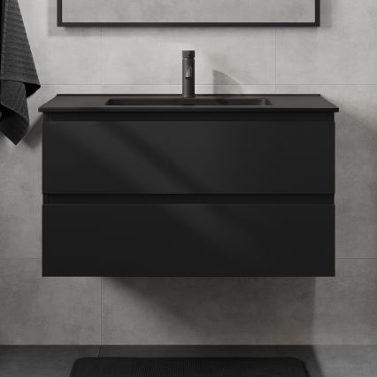 Mueble de baño con lavabo KENWOOD 91 cm negro