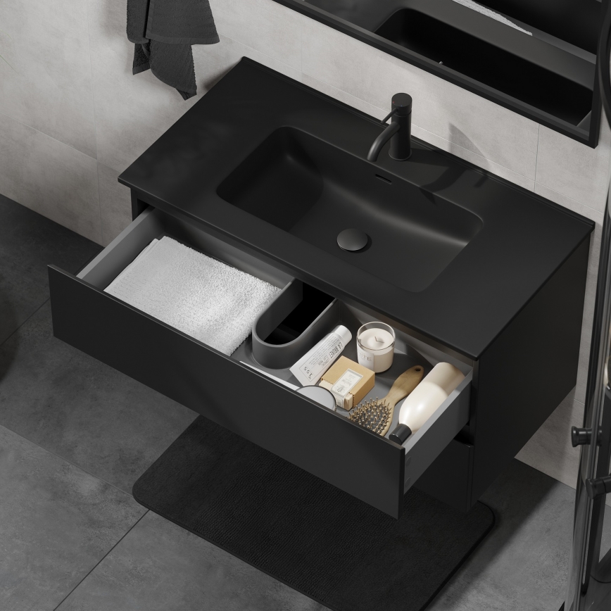Mueble de baño con lavabo KENWOOD 91 cm negro