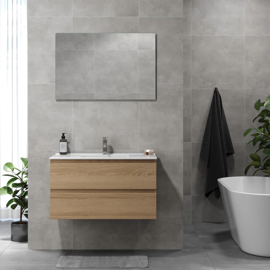 Mueble de baño con lavabo KENWOOD 91 cm roble