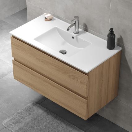 Mueble de baño con lavabo KENWOOD 91 cm roble