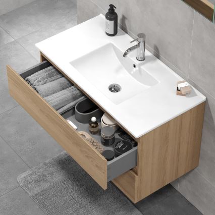 Mueble de baño con lavabo KENWOOD 91 cm roble