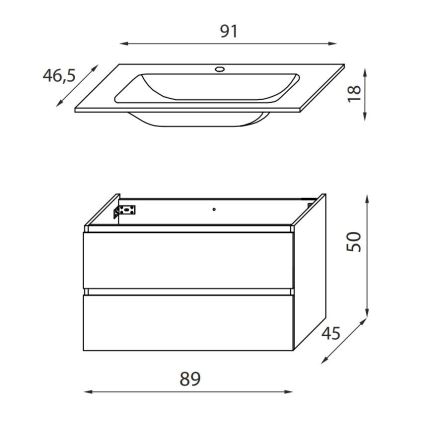 Mueble de baño con lavabo KENWOOD 91 cm roble