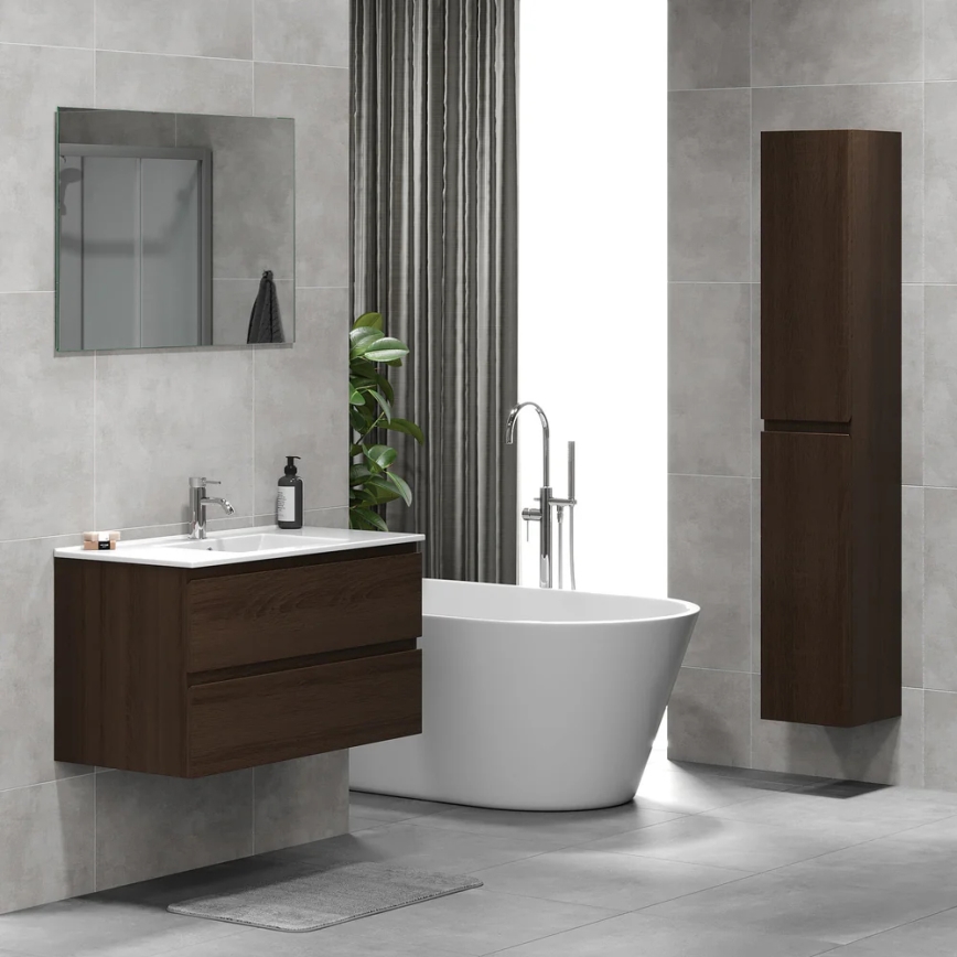 Mueble de baño con lavabo KENWOOD 91x50x47 cm en nogal
