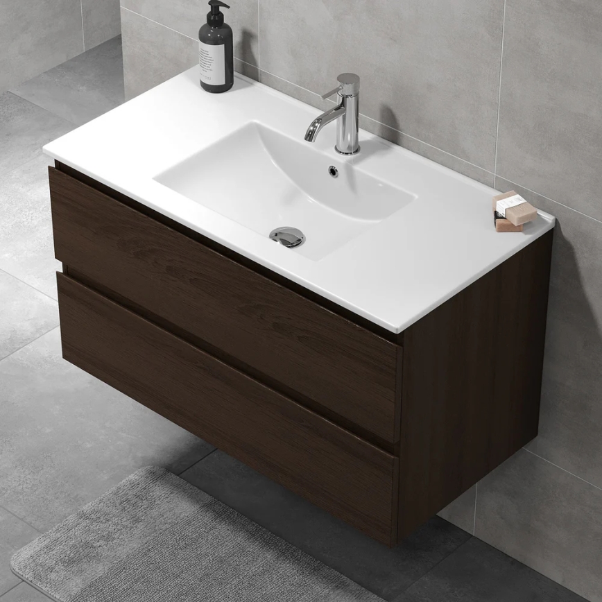 Mueble de baño con lavabo KENWOOD 91x50x47 cm en nogal