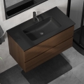 Mueble de baño con lavabo KENWOOD de 91 cm, nogal/negro
