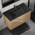 Mueble de baño con lavabo KENWOOD de 91 cm roble/negro