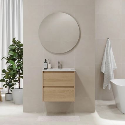 Mueble de baño con lavabo MOLDE 60x55x46 cm, roble