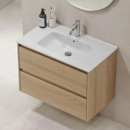 Mueble de baño con lavabo MOLDE 80x55x46 cm, roble