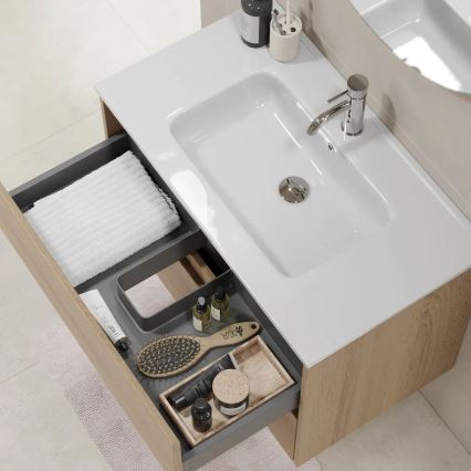 Mueble de baño con lavabo MOLDE 80x55x46 cm, roble