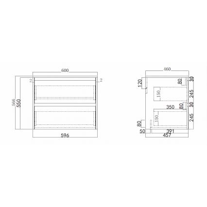 Mueble de baño con lavabo TRONDHEIM/DRAMMEN 60x57x46 cm antracita/blanco