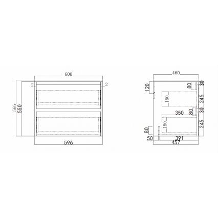 Mueble de baño con lavabo TRONDHEIM/DRAMMEN 60x57x46 cm roble/blanco