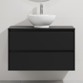 Mueble de baño con lavabo TRONDHEIM/DRAMMEN 90x57x46 cm negro/blanco