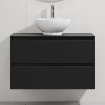 Mueble de baño con lavabo TRONDHEIM/DRAMMEN 90x57x46 cm negro/blanco