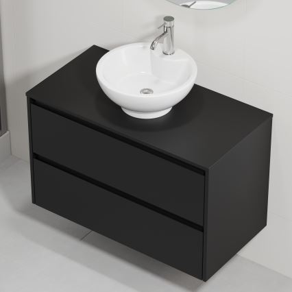 Mueble de baño con lavabo TRONDHEIM/DRAMMEN 90x57x46 cm negro/blanco