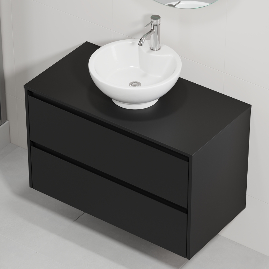 Mueble de baño con lavabo TRONDHEIM/DRAMMEN 90x57x46 cm negro/blanco