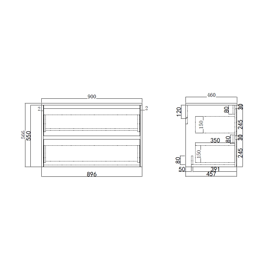 Mueble de baño con lavabo TRONDHEIM/DRAMMEN 90x57x46 cm negro/blanco